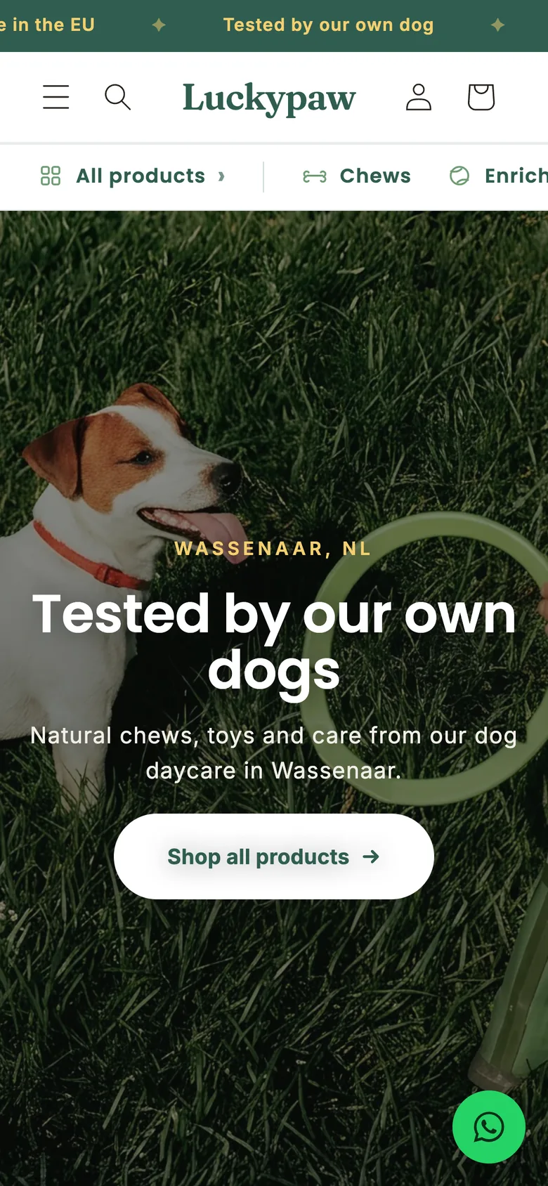 The Luckypaw shop on a phone