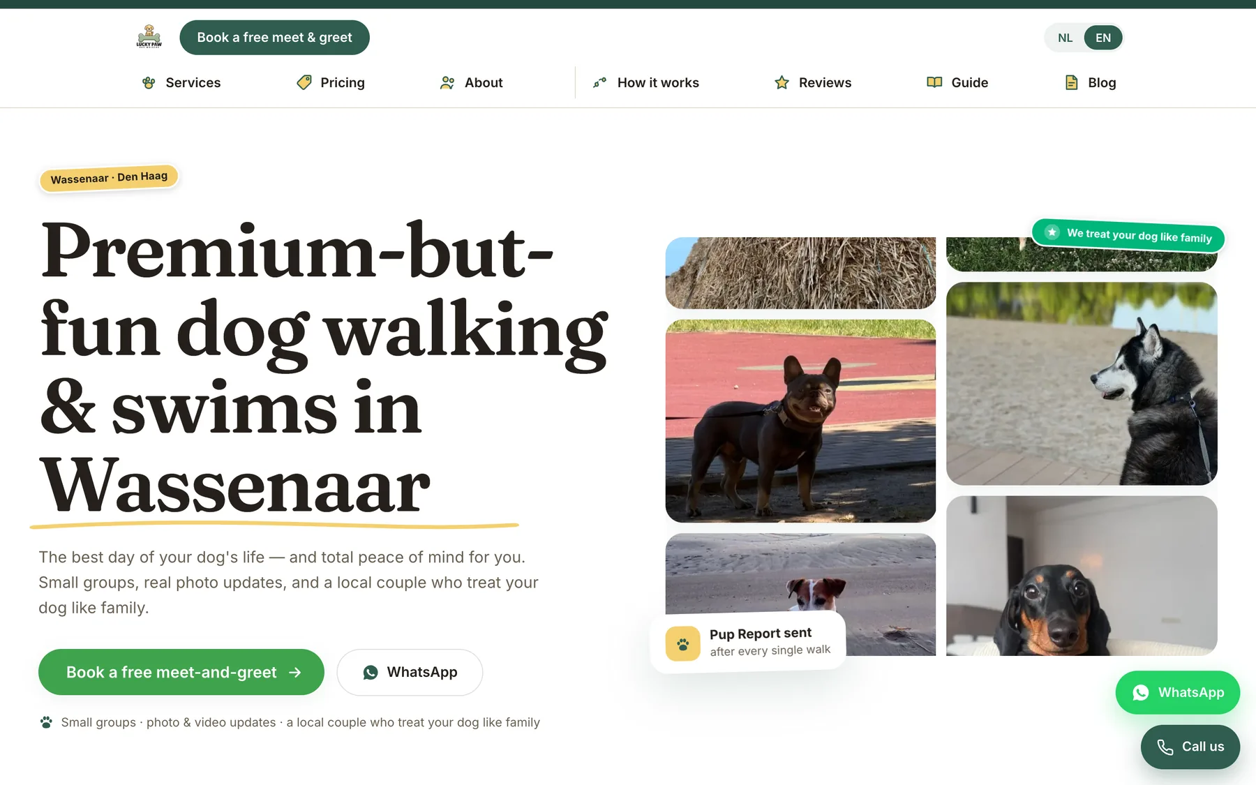 The LuckyPaw homepage on luckypaw.nl, desktop view